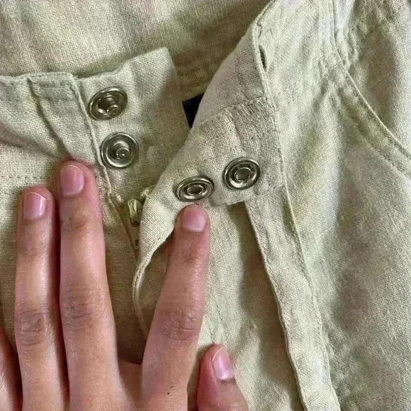 Athleta pull-on draw string button wide leg boho loose fit 100% Linen Women sz 6 - Picture 3 of 7